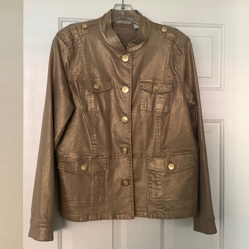 Chico’s gold ‘denim’ jacket